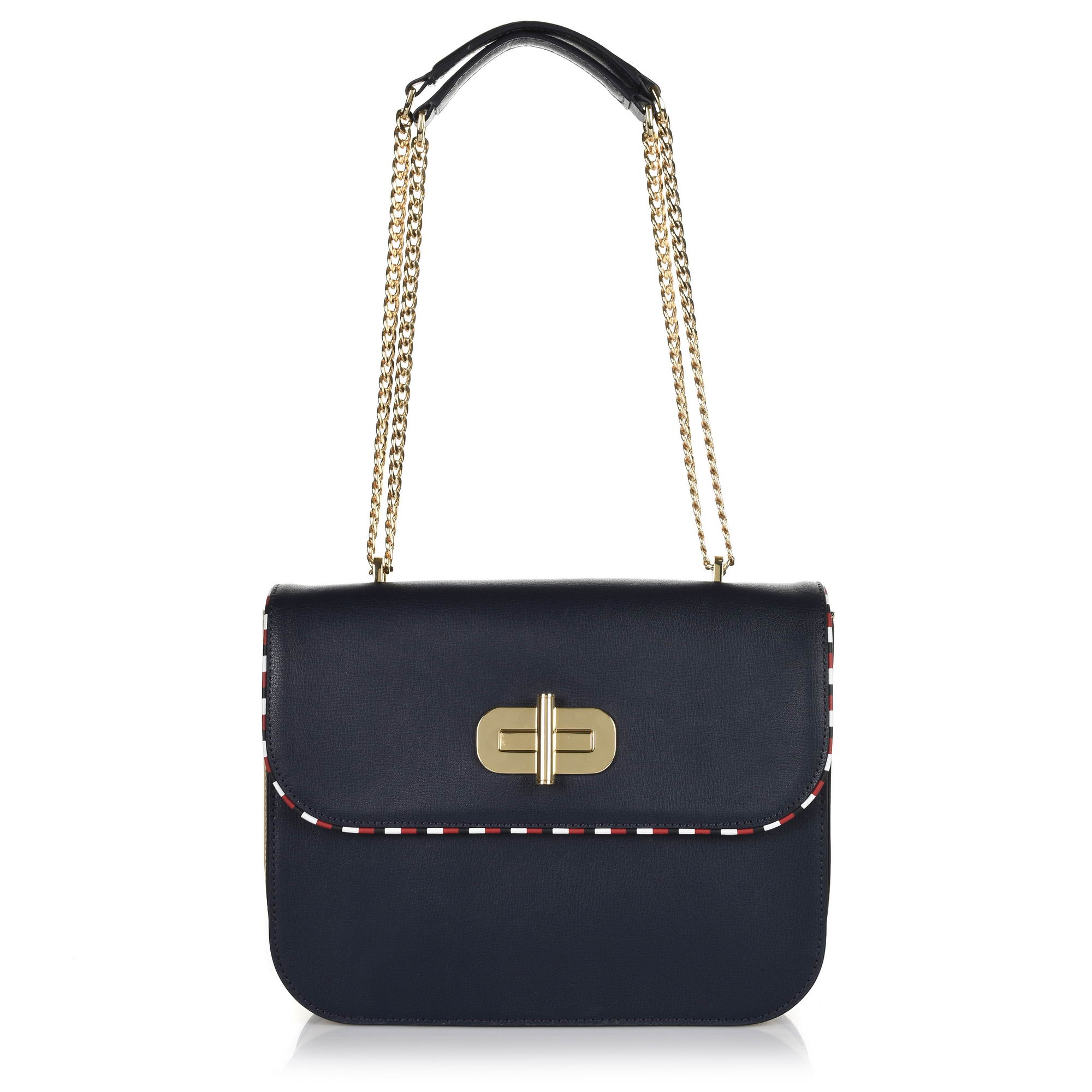 Δερμάτινη Τσάντα Ώμου Tommy Hilfiger Turn Lock Satchel AW0AW05829