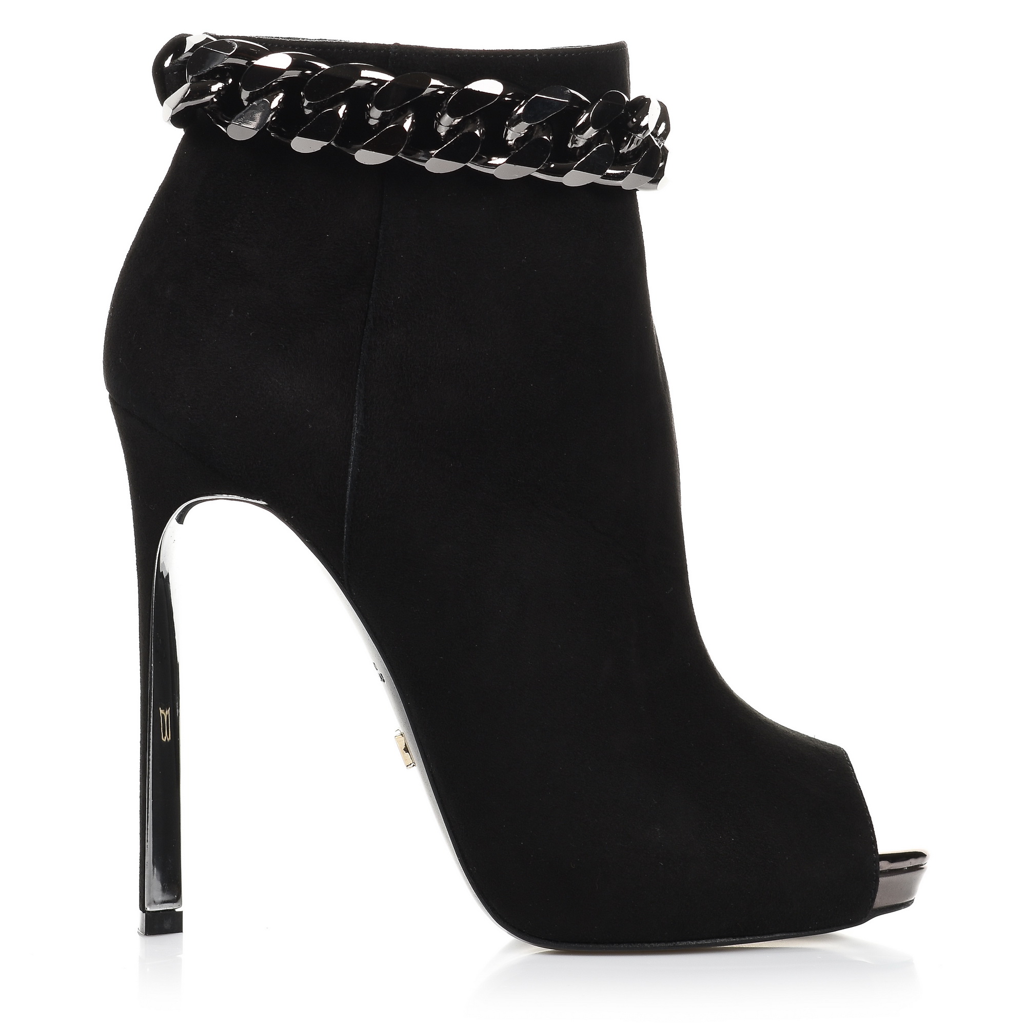 Suede Δερμάτινες Peep Toe Γόβες Dukas Twist Booties Chain 3.DTBC